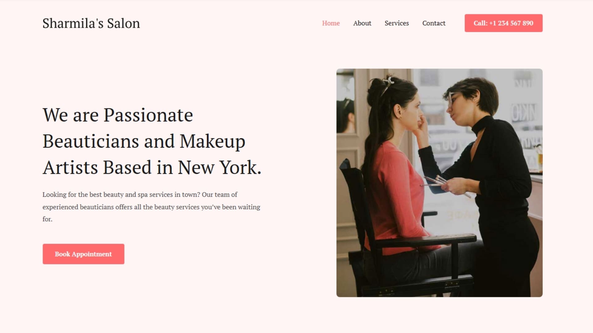 Free websites ireland (36) - Heaventree Website Design A makeup artist applying makeup to a client in a professional setting, highlighting the beauty services offered in New York.